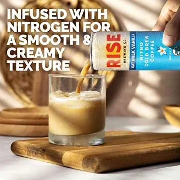 RISE Brewing Nitro Cold Brew Latte, Oat Milk Vanilla 7oz 4 PACK