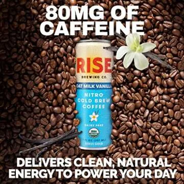 RISE Brewing Nitro Cold Brew Latte, Oat Milk Vanilla 7oz 4 PACK