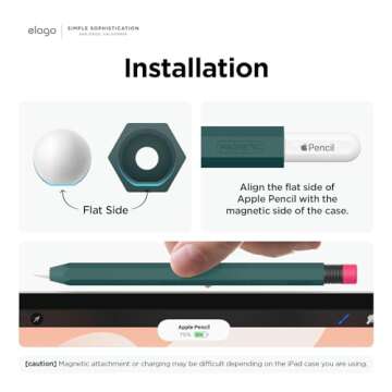 elago Classic Case Compatible with Apple Pencil 2nd Generation - Classic Design - Compatible with Magnetic Charging and Double Tap (Read Installation Instructions - Midnight Green)