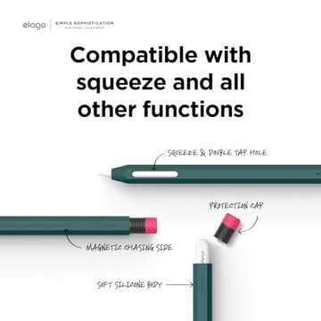 elago Classic Case Compatible with Apple Pencil 2nd Generation - Classic Design - Compatible with Magnetic Charging and Double Tap (Read Installation Instructions - Midnight Green)