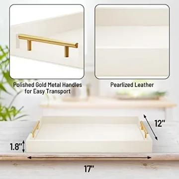 Elegant Large Wood Serving Tray with Gold Handles