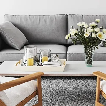 Elegant Large Wood Serving Tray with Gold Handles