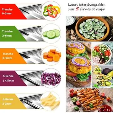 MASTERTOP Adjustable Mandoline Food Slicer Vegetable Slicer Fruit Cutter Stainless Steel Kitchen Julienne Slicer For Kitchen Waffle Fry Cut Potato Chip Vegetable Onion Cheese French Fry