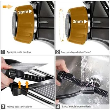 MASTERTOP Adjustable Mandoline Food Slicer Vegetable Slicer Fruit Cutter Stainless Steel Kitchen Julienne Slicer For Kitchen Waffle Fry Cut Potato Chip Vegetable Onion Cheese French Fry