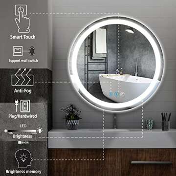 DIDIDADA 24" Round LED Wall Mirror for Luxurious Bathrooms