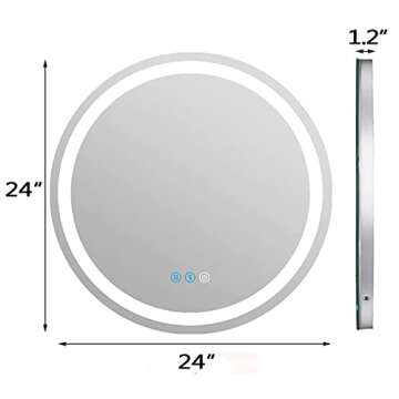 DIDIDADA 24" Round LED Wall Mirror for Luxurious Bathrooms