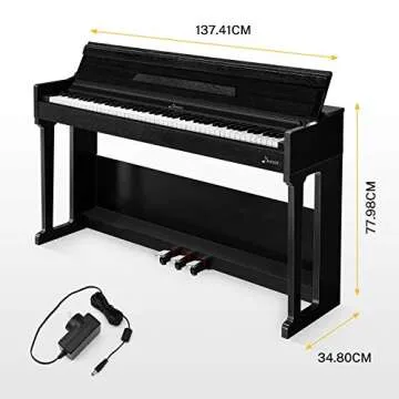 Donner DDP-90 Digital Piano, 88 Key Weighted Piano Keyboard for Beginner/Professional W/Three Pedals, Supports U-disk Music Playing, PC/Tablet/Cell Phone Connecting, Audio In/Output