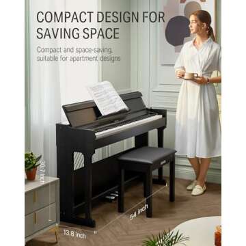 Donner DDP-90 Digital Piano, 88 Key Weighted Piano Keyboard for Beginner/Professional W/Three Pedals, Supports U-disk Music Playing, PC/Tablet/Cell Phone Connecting, Audio In/Output