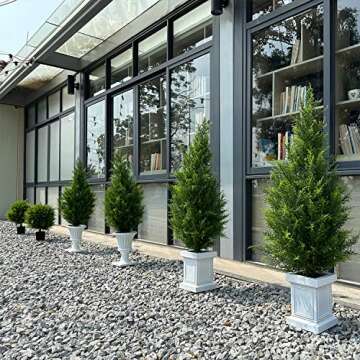 Artificial Topiary Cedar Trees 3FT Artificial Cedar Pine Tree Potted Plant Fake Plants Tall Artificial Plants Shrubs for Indoors Outdoors Garden Home Decor (2 Pack)