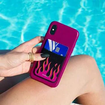 VANDEL Pocket – Stick-On Fabric Phone Wallet Stick On for Women, Cute Credit Card Holder for Case, Back of Phone Fabric Sleeve for iPhone Pocket Sticker, Stretchy Sticky Wallet Case