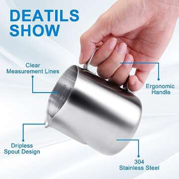 ENLOY Milk Frothing Pitcher - Perfect for Latte Art Mixing