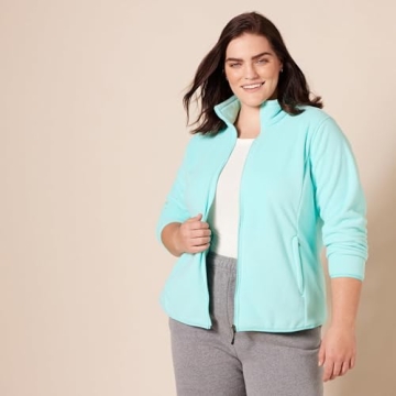 Amazon Essentials Women's Classic-Fit Full-Zip Polar Soft Fleece Jacket (Available in Plus Size), Aqua Blue, Small