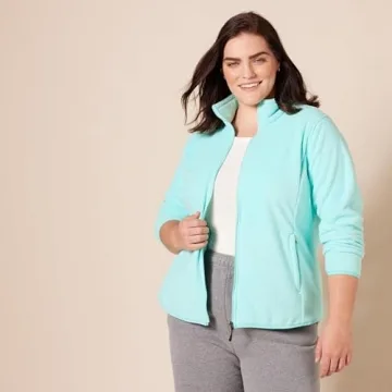 Amazon Essentials Women's Classic-Fit Full-Zip Polar Soft Fleece Jacket (Available in Plus Size), Aqua Blue, Small