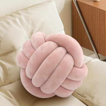 Knot Pillow Ball-Shaped Decorative Throw Pillows - Cute Plush Sphere - 20cm Pearl Pink