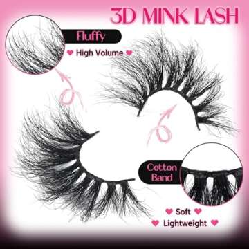 Veleasha High Volume Mink Lashes Cruelty-free 25mm Long 3D Eyelashes Dramatic Look for Makeup (45A)/...