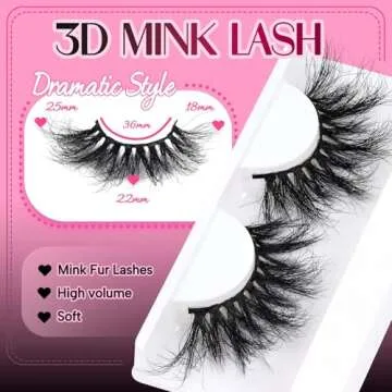 Veleasha High Volume Mink Lashes Cruelty-free 25mm Long 3D Eyelashes Dramatic Look for Makeup (45A)/False Eyelashes