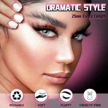 Veleasha High Volume Mink Lashes Cruelty-free 25mm Long 3D Eyelashes Dramatic Look for Makeup (45A)/False Eyelashes