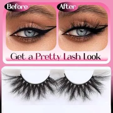 Veleasha High Volume Mink Lashes Cruelty-free 25mm Long 3D Eyelashes Dramatic Look for Makeup (45A)/False Eyelashes