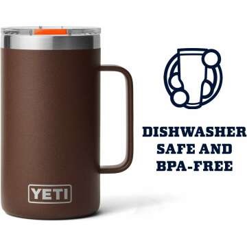 YETI Rambler 24 oz Stainless Steel Mug with Lid