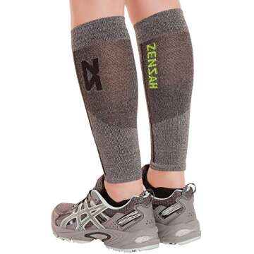 Featherweight Compression Leg Sleeves –Relieve Shin Splints (MD, Heather Grey)