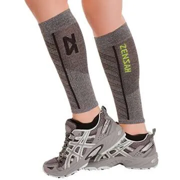 Featherweight Compression Leg Sleeves –Relieve Shin Splints (MD, Heather Grey)