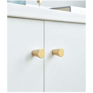 RZDEAL 4Pcs 0.79"x0.98" Solid Brass Cabinet Knobs Handle Cone Shoe Book Drawer Knob Handle (Brass)