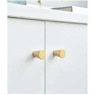 RZDEAL 4Pcs 0.79"x0.98" Solid Brass Cabinet Knobs Handle Cone Shoe Book Drawer Knob Handle (Brass)
