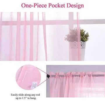 Anjee Light Pink Sheer Curtains 96 Inches Long 2 Panels Set for Girls Bedroom Living Room,Kids Nursery Room Rod Pocket Light Filtering Voile Semi Sheer Curtains,8Ft Privacy Window Drapes 52 X 96 Inch