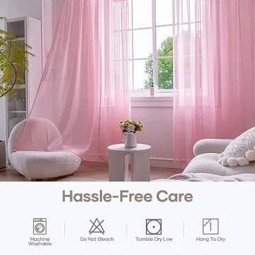 Anjee Light Pink Sheer Curtains 96 Inches Long 2 Panels Set for Girls Bedroom Living Room,Kids Nursery Room Rod Pocket Light Filtering Voile Semi Sheer Curtains,8Ft Privacy Window Drapes 52 X 96 Inch