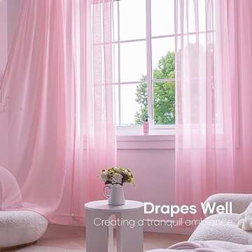 Anjee Light Pink Sheer Curtains 96 Inches Long 2 Panels Set for Girls Bedroom Living Room,Kids Nursery Room Rod Pocket Light Filtering Voile Semi Sheer Curtains,8Ft Privacy Window Drapes 52 X 96 Inch