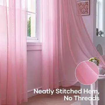 Anjee Light Pink Sheer Curtains 96 Inches Long 2 Panels Set for Girls Bedroom Living Room,Kids Nursery Room Rod Pocket Light Filtering Voile Semi Sheer Curtains,8Ft Privacy Window Drapes 52 X 96 Inch