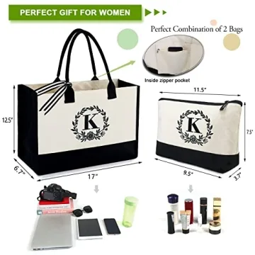 Chic BeeGreen Personalized Canvas Tote & Makeup Bag