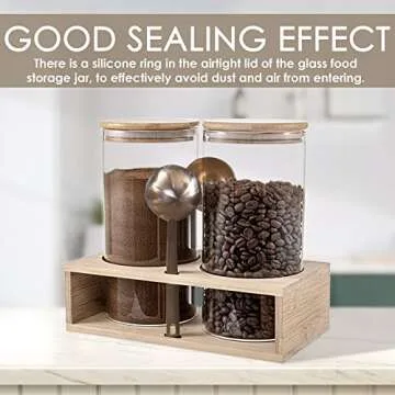 2 PCS Coffee Containers, Sealed Glass Containers with Spoon for Ground Coffee, Beans, Tea, Sugar, Nuts and Loose Tea Storage Jars 2x 45oz