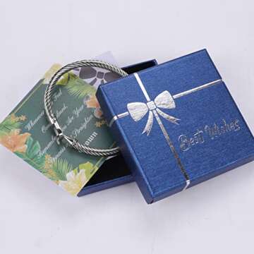 HX SHARE Twisted Cable Bracelet Stylish Fine Stainless Steel Cable Cuff Bracelet with Hook Clasp Bracelets Jewelry for Women silver（6.5"）