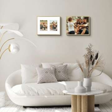 Golden State Art, 7x5 Aluminum Collage Frame, Displays 5x7 Pictures With 2 Openings Mat or One 11x14...