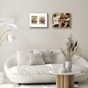 Golden State Art, 7x5 Aluminum Collage Frame, Displays 5x7 Pictures With 2 Openings Mat or One 11x14...