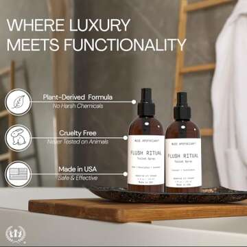 Muse Apothecary Flush Ritual - Aromatic & Refreshing Toilet Spray, Use Before You Go, 4 oz, Infused with Natural Essential Oils - Coconut + Sandalwood, 2 Pack