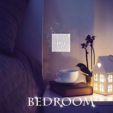 Shiny Rhinestones Wall Plate Cover Switch Outlet Wall Plate Decorative Bling Switch Cover(2-Gang Toggle,Silver)