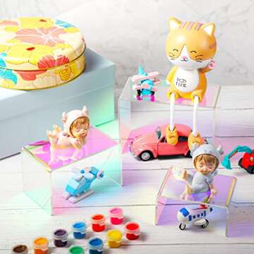 Set of 9 Iridescent Acrylic Display Risers Acrylic Display Shelf Rainbow Display Stand Large Medium Small Rectangle Vendor Display Supplies Acrylic Display Case for Candy Dessert Cupcake Collectibles