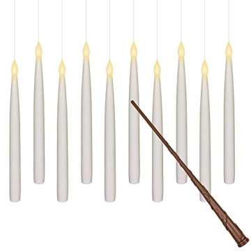 Enchanting Leejec 10pcs Flameless Taper Floating Candles - Battery Operated LED Home Decor