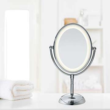 Conair Lighted Makeup Mirror, LED Vanity Mirror, 1X/7X Magnifying Mirror, Double Sided, Battery Oper...