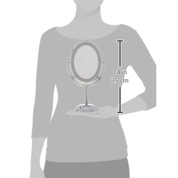 Conair Lighted Makeup Mirror, LED Vanity Mirror, 1X/7X Magnifying Mirror, Double Sided, Battery Operated in Polished Chrome