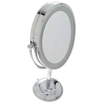 Conair Lighted Makeup Mirror, LED Vanity Mirror, 1X/7X Magnifying Mirror, Double Sided, Battery Operated in Polished Chrome