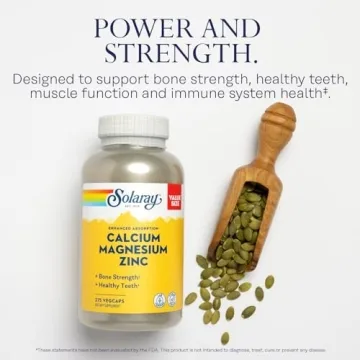 SOLARAY Calcium Magnesium Zinc Supplement - with Calcium 1000mg, Magnesium 500mg - Bone Health, Muscle Function, Heart Health and Immune Support - Vegan, 60 Day Guarantee, 68 Servings, 275 VegCaps