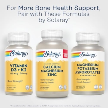 SOLARAY Calcium Magnesium Zinc Supplement - with Calcium 1000mg, Magnesium 500mg - Bone Health, Muscle Function, Heart Health and Immune Support - Vegan, 60 Day Guarantee, 68 Servings, 275 VegCaps