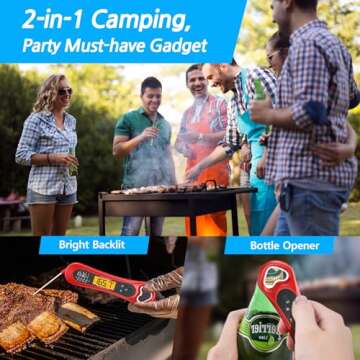 Digital Meat Thermometer for Cooking, Wireless, Instant Read, Waterproof, Backlight, Ultra-Fast Accurate & 180°Foldaway Probe, Idea for Turkey/Grilling