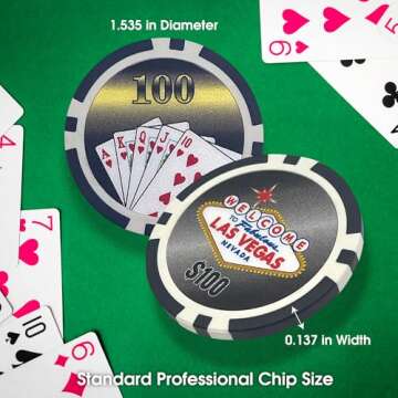 Premium 100 Piece Las Vegas Poker Chips Set