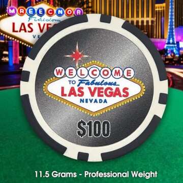 Premium 100 Piece Las Vegas Poker Chips Set
