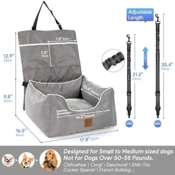 Pmpete Dog Car Seat - Waterproof Travel Bed for Pets