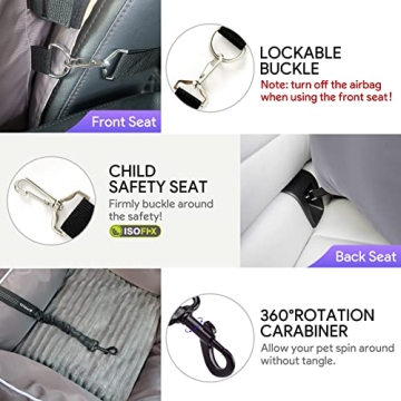 Pmpete Dog Car Seat - Waterproof Travel Bed for Pets